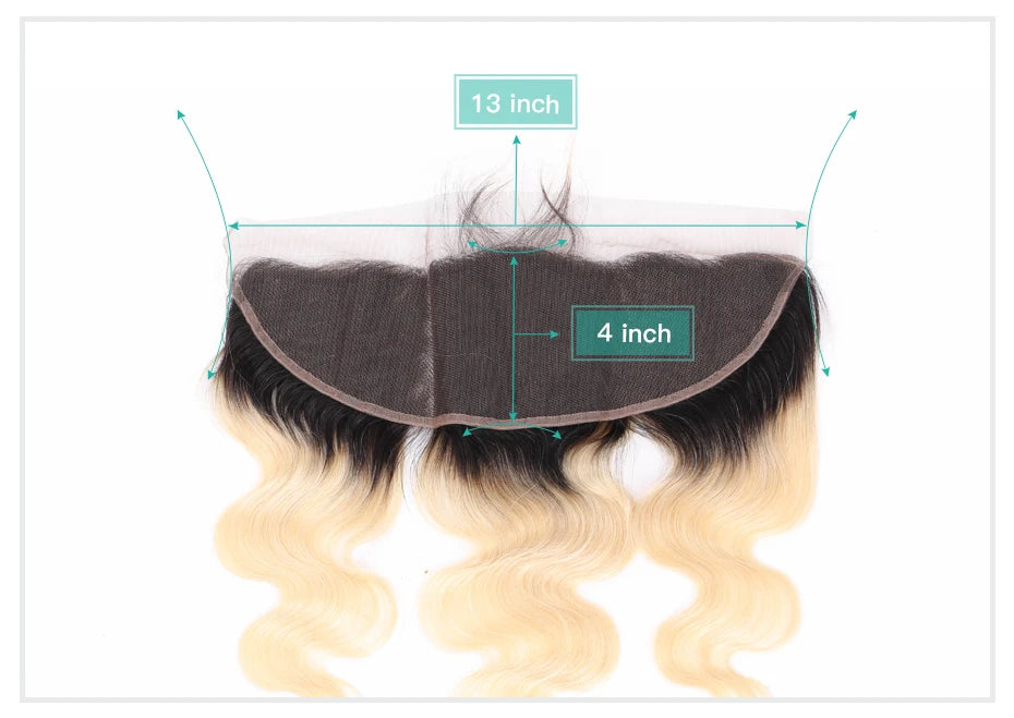Body Wave 13X4 1B/613 Dark Root Ombre or 613 Blonde Full Lace Frontal With Baby Hair