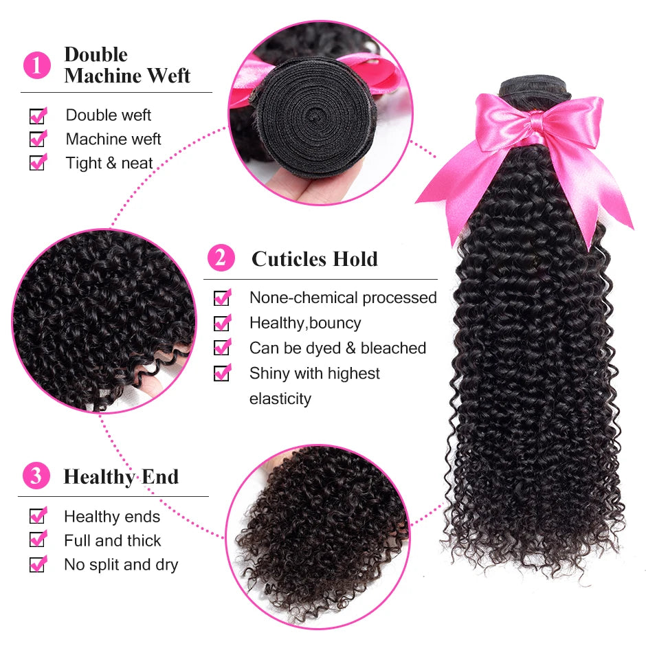 Kinky Curly 100% Unprocessed Virgin Human Hair Bundles Nature Color
