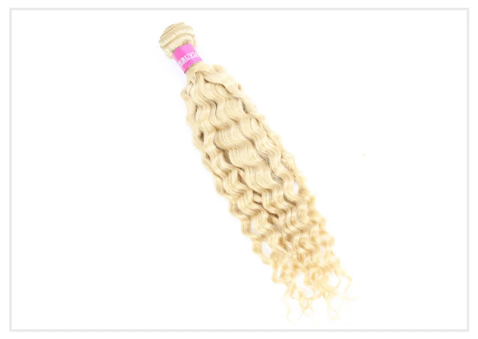 Deep Wave Malaysian Curly Human Hair Weave Bundle 613 Blonde