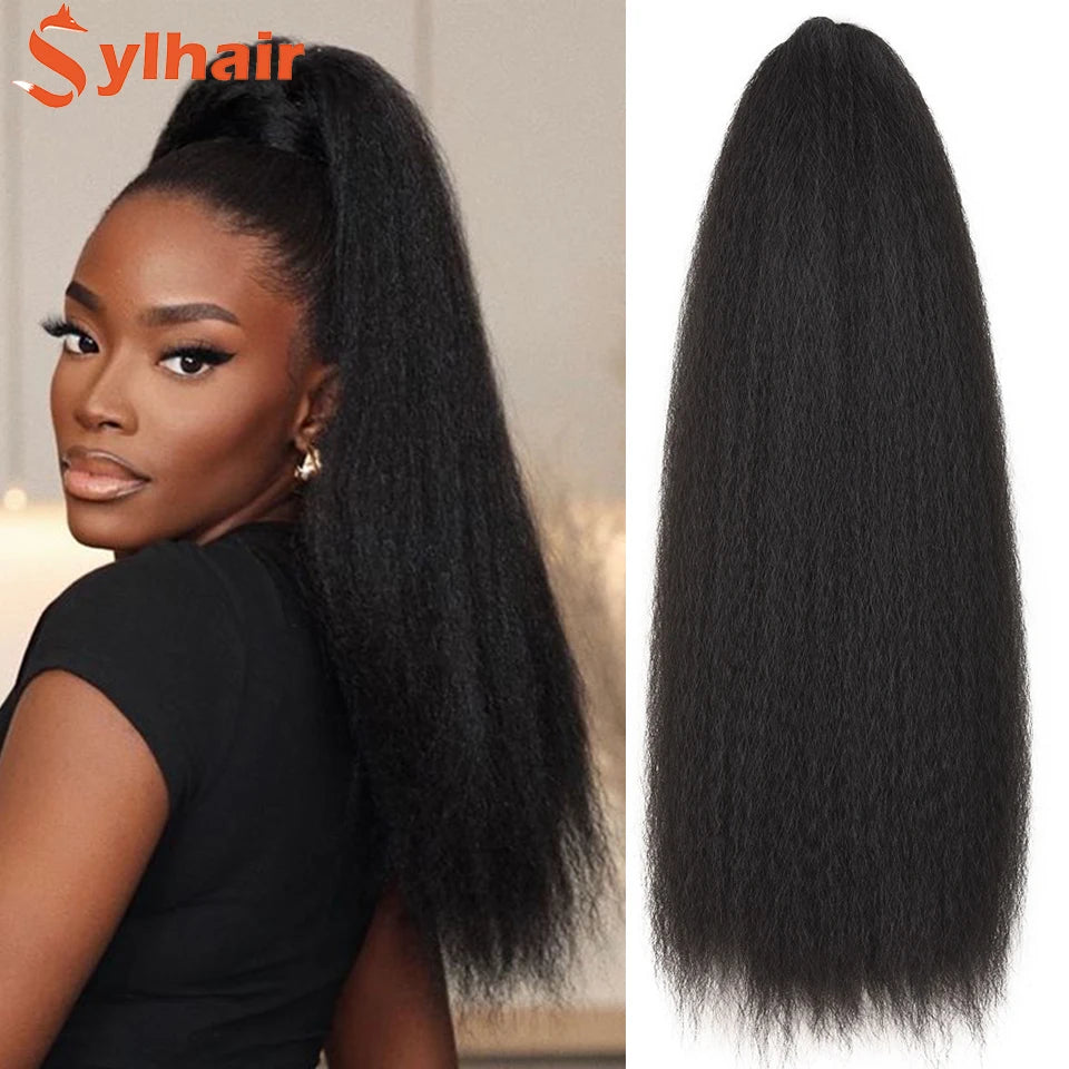 Kinky Straight Synthetic Drawstring Ponytails in Various Colors