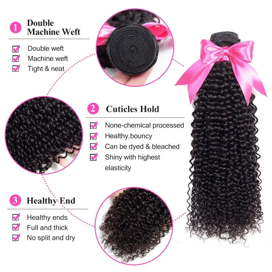 Kinky Curly 100% Unprocessed Virgin Human Hair Bundles Nature Color