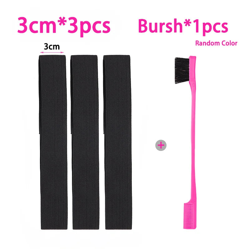 3PC Elastic Melting Lace Headband With Edge Brush/Comb