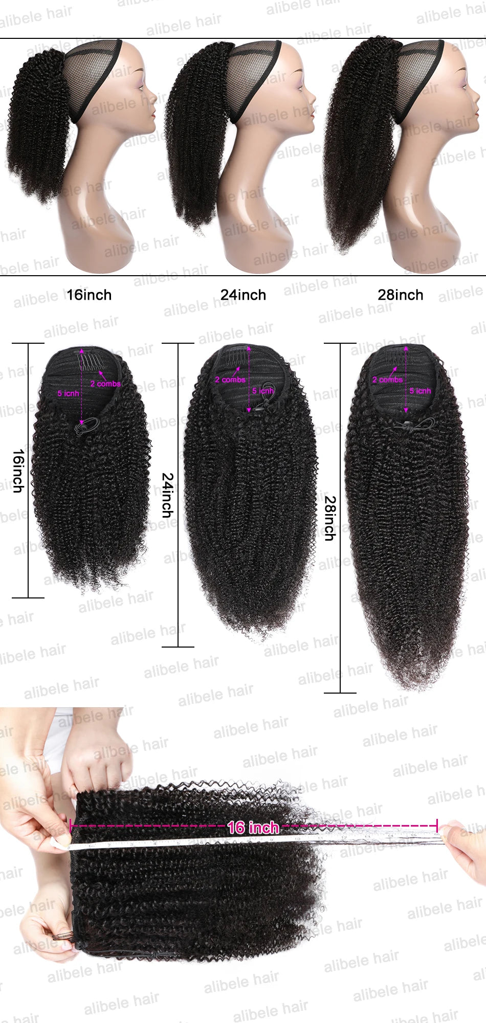 Afro Kinky Curly Drawstring Human Hair Ponytail