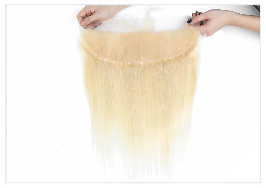 613 Blonde Color Human Hair Straight HD Lace Frontal Pre Plucked with Baby Hair