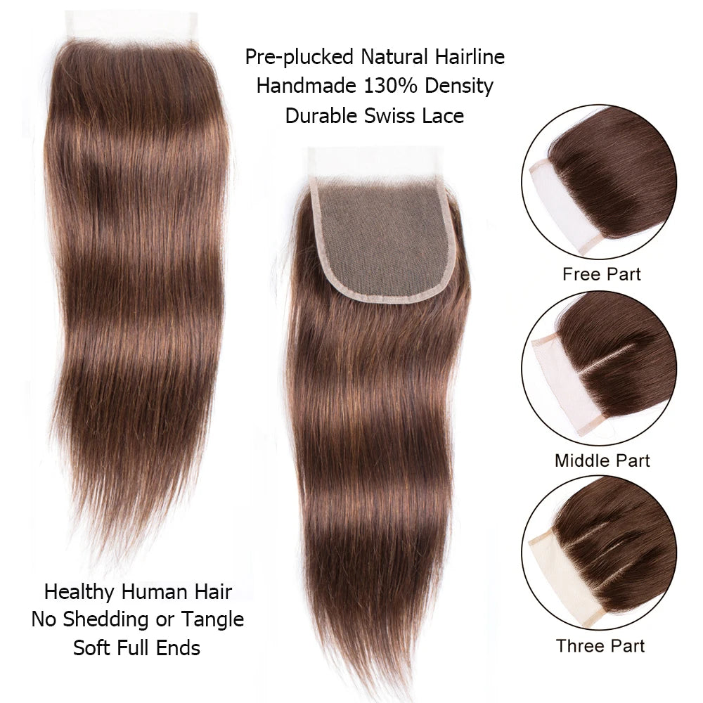Straight Remy  Human Hair Transparent Lace & Closure - Various Options Available