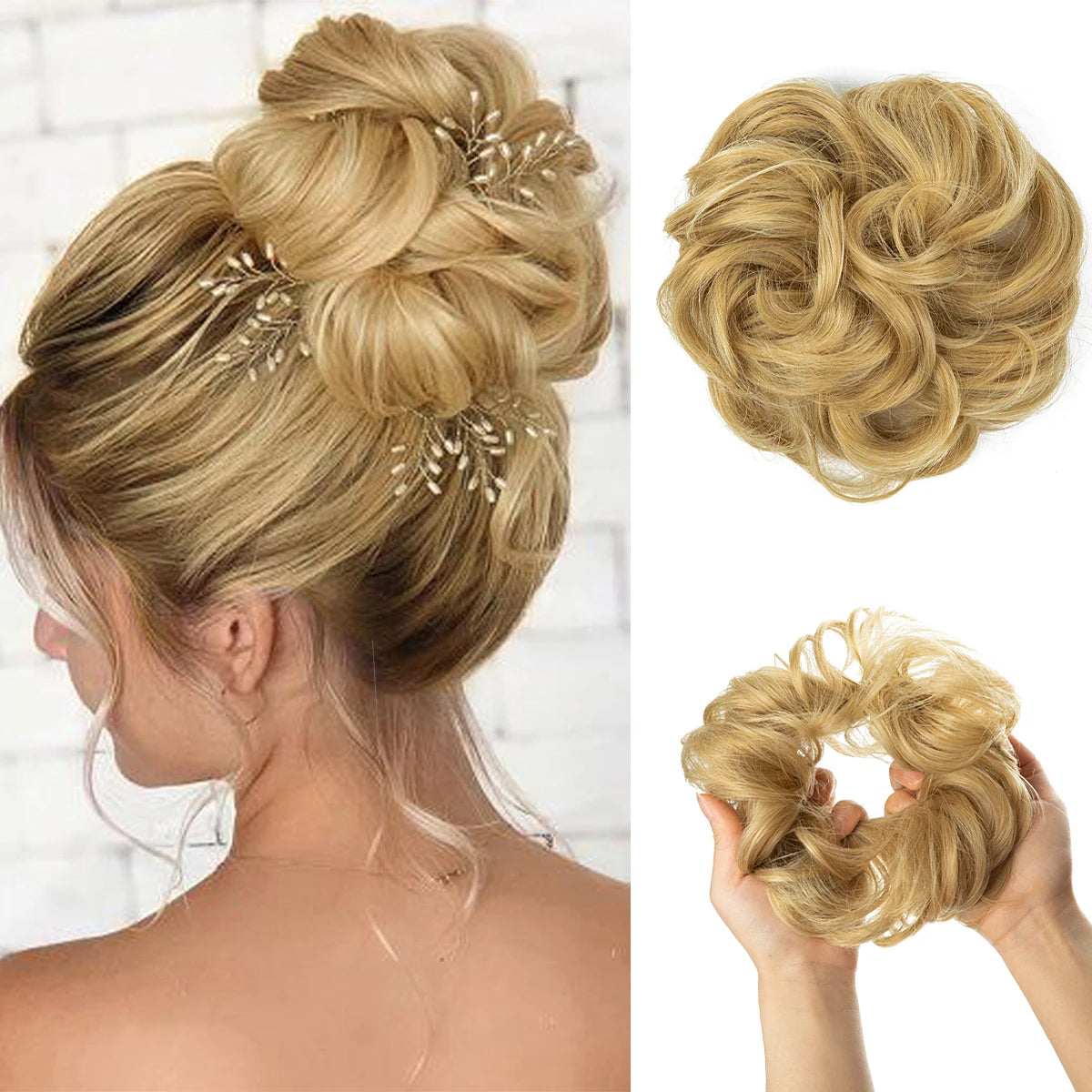 Synthetic Messy Curly Bun - Elastic Scrunchy Doughnut Updo Hair Pieces