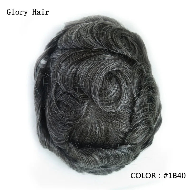 Indian Human Hair Thin Skin Hair Prosthesis 0.12 - 0.14 mm Toupee/Replacement Unit - Various Options Available