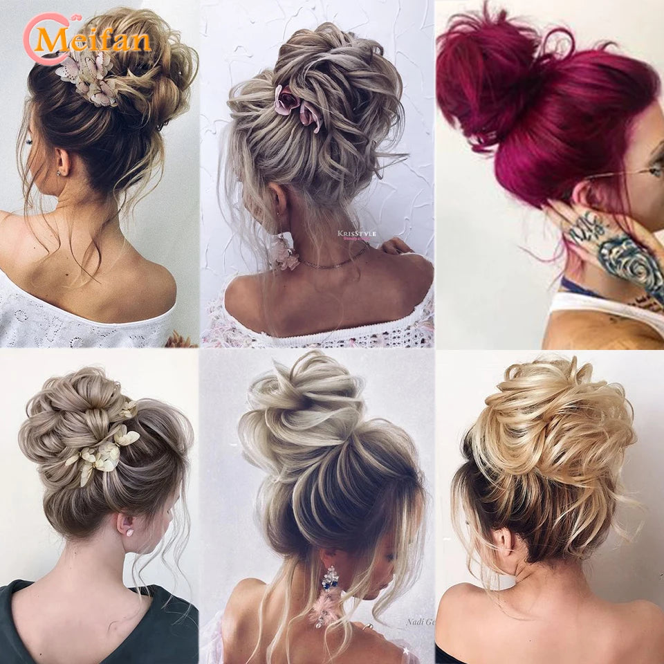 Synthetic Hair Bun with Elastic Band or Clip On - Various Options Available