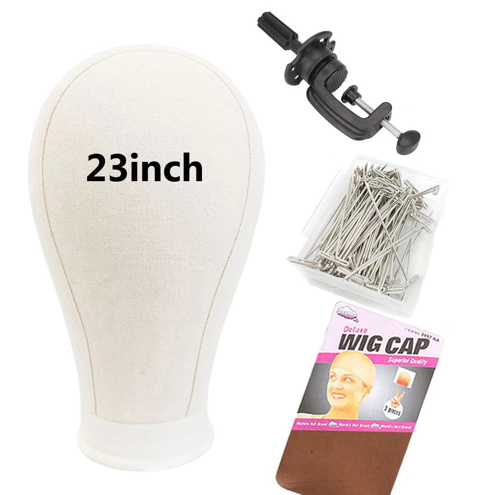 Canvas Mannequin Head With Wig Stand 21-24inch & Pin Set - Option to Buy Mannequin Head Only