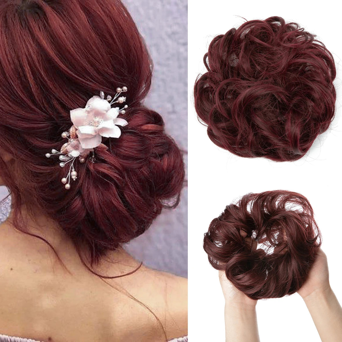 Synthetic Messy Curly Bun - Elastic Scrunchy Doughnut Updo Hair Pieces