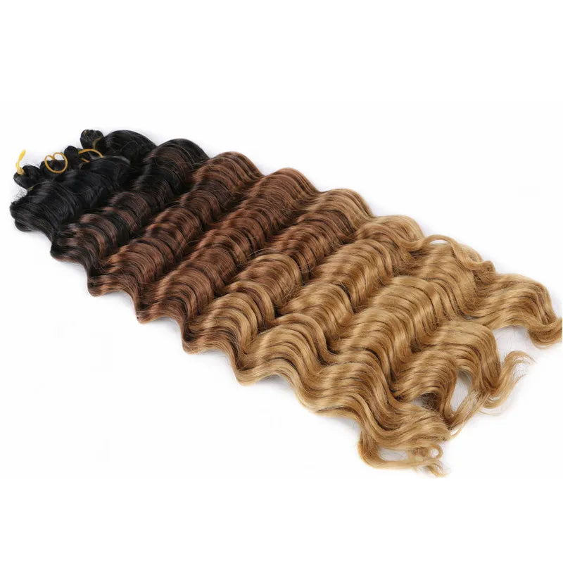 Ombre Deep Water Wave Bulk Crochet Synthetic Hair - Various Colors Available
