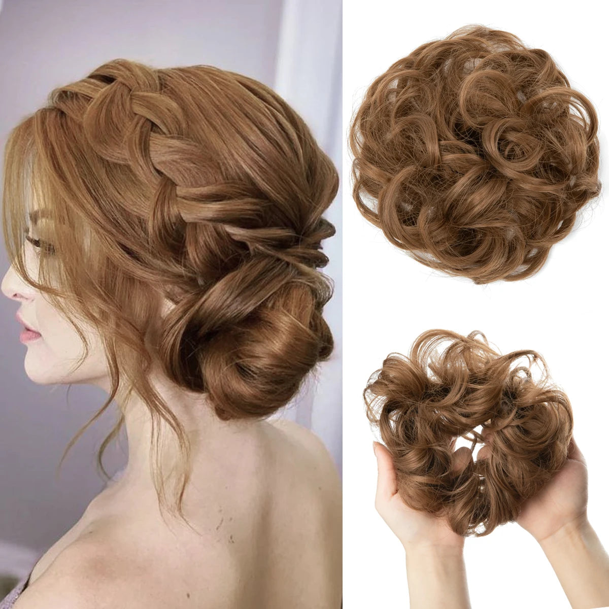 Synthetic Messy Curly Bun - Elastic Scrunchy Doughnut Updo Hair Pieces