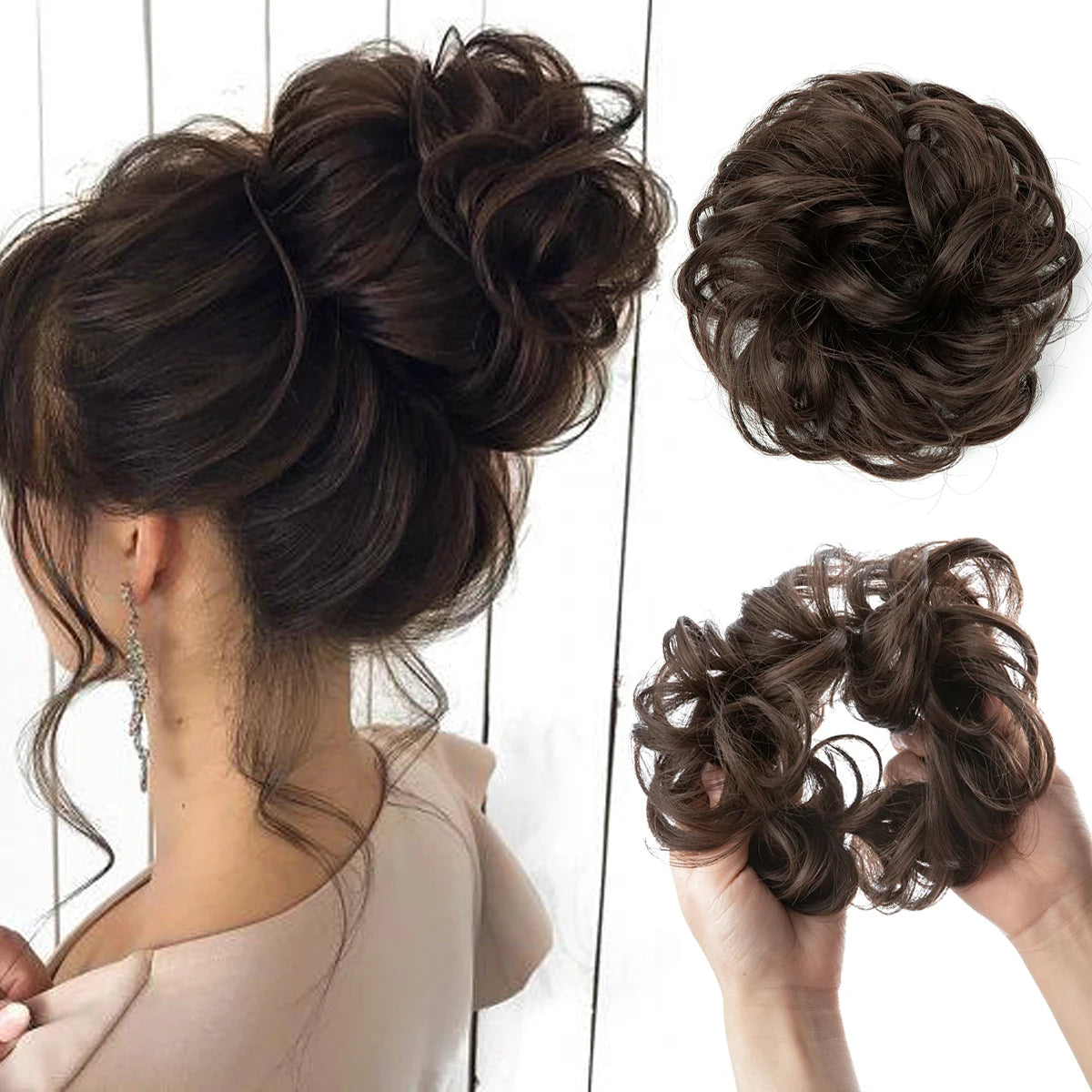 Synthetic Messy Curly Bun - Elastic Scrunchy Doughnut Updo Hair Pieces