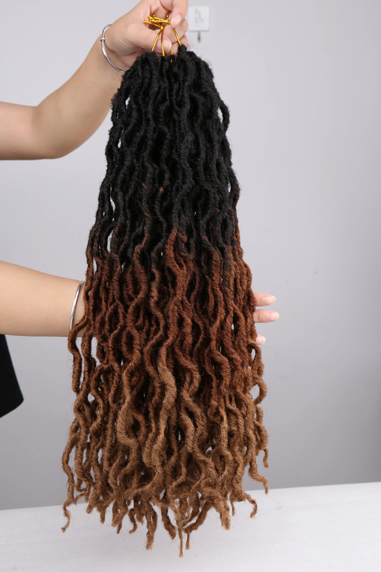 Curly Faux Locs Synthetic Crochet Pre-Stretched Hair - Various Colors Available