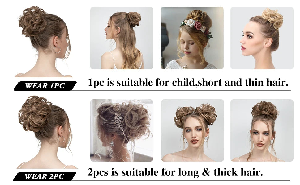 Synthetic Messy Curly Bun - Elastic Scrunchy Doughnut Updo Hair Pieces