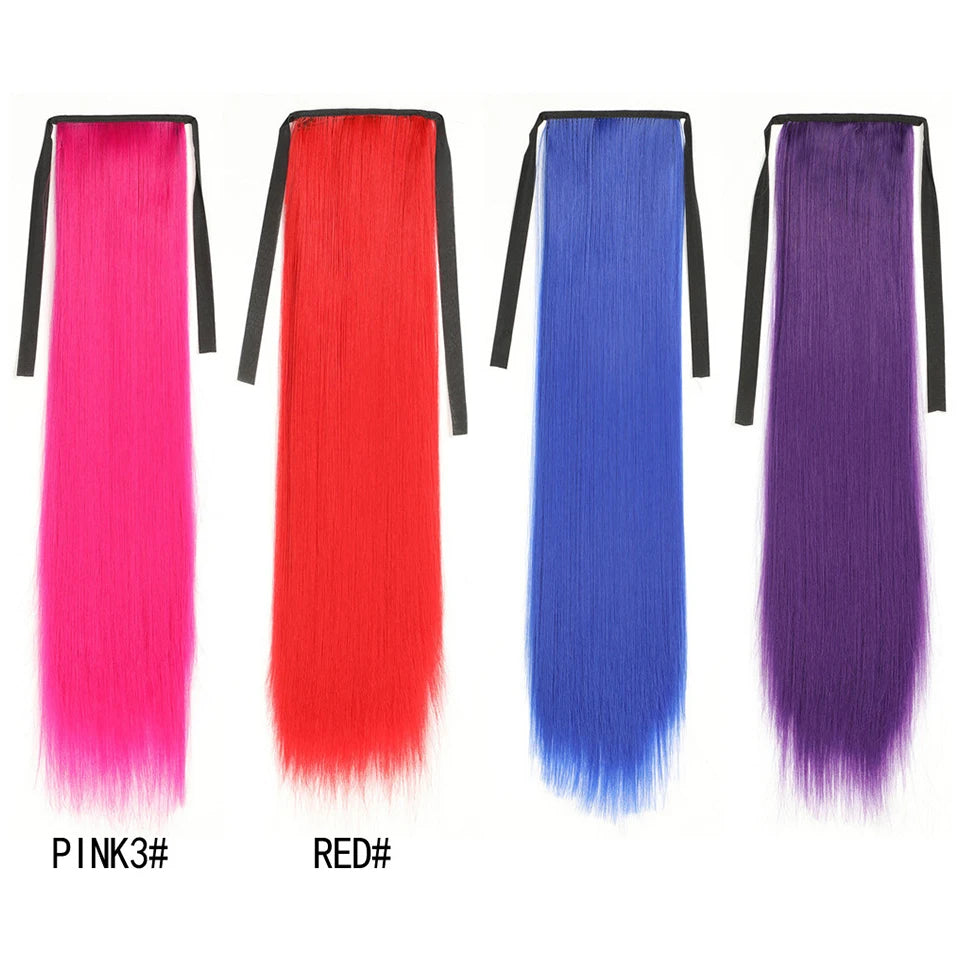 Long Straight Wrap Around Ponytail - Synthetic Hair, Various Colors Available