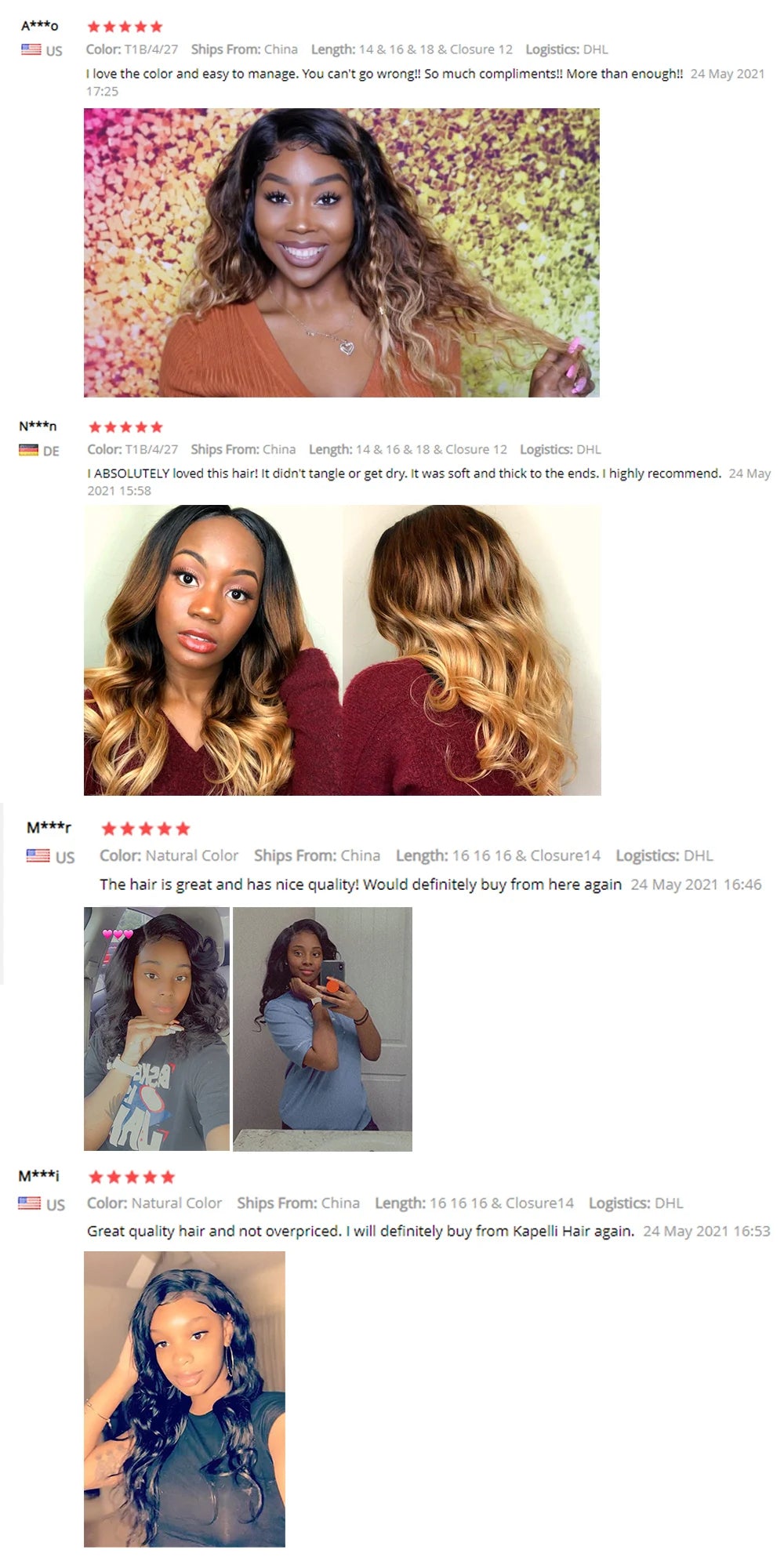 Body Wave Bundles Human Hair - Ombre Colored