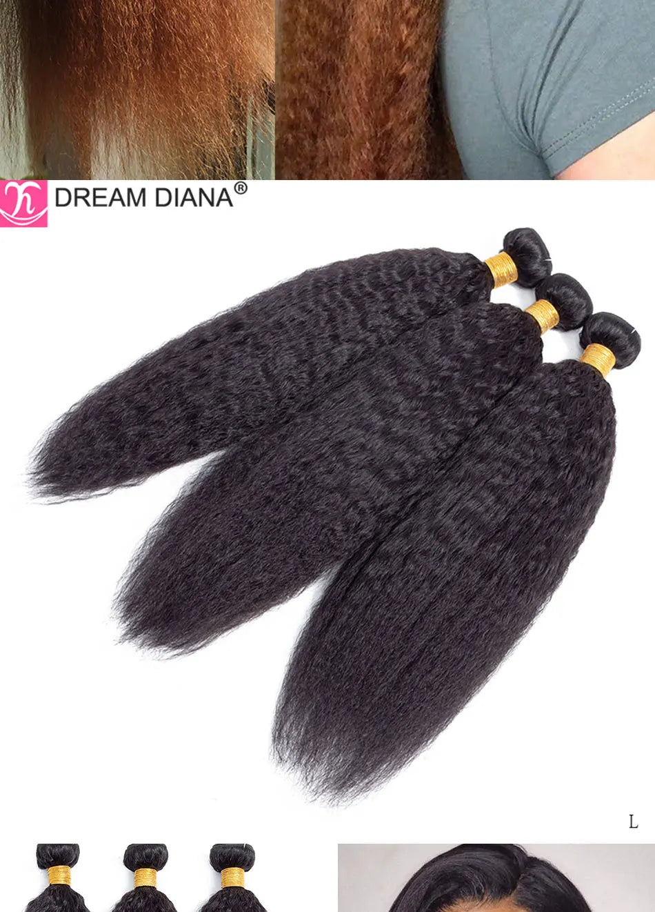 Brazilian Virgin Yaki Kinky Straight Ombre Human Hair Weave Bundles
