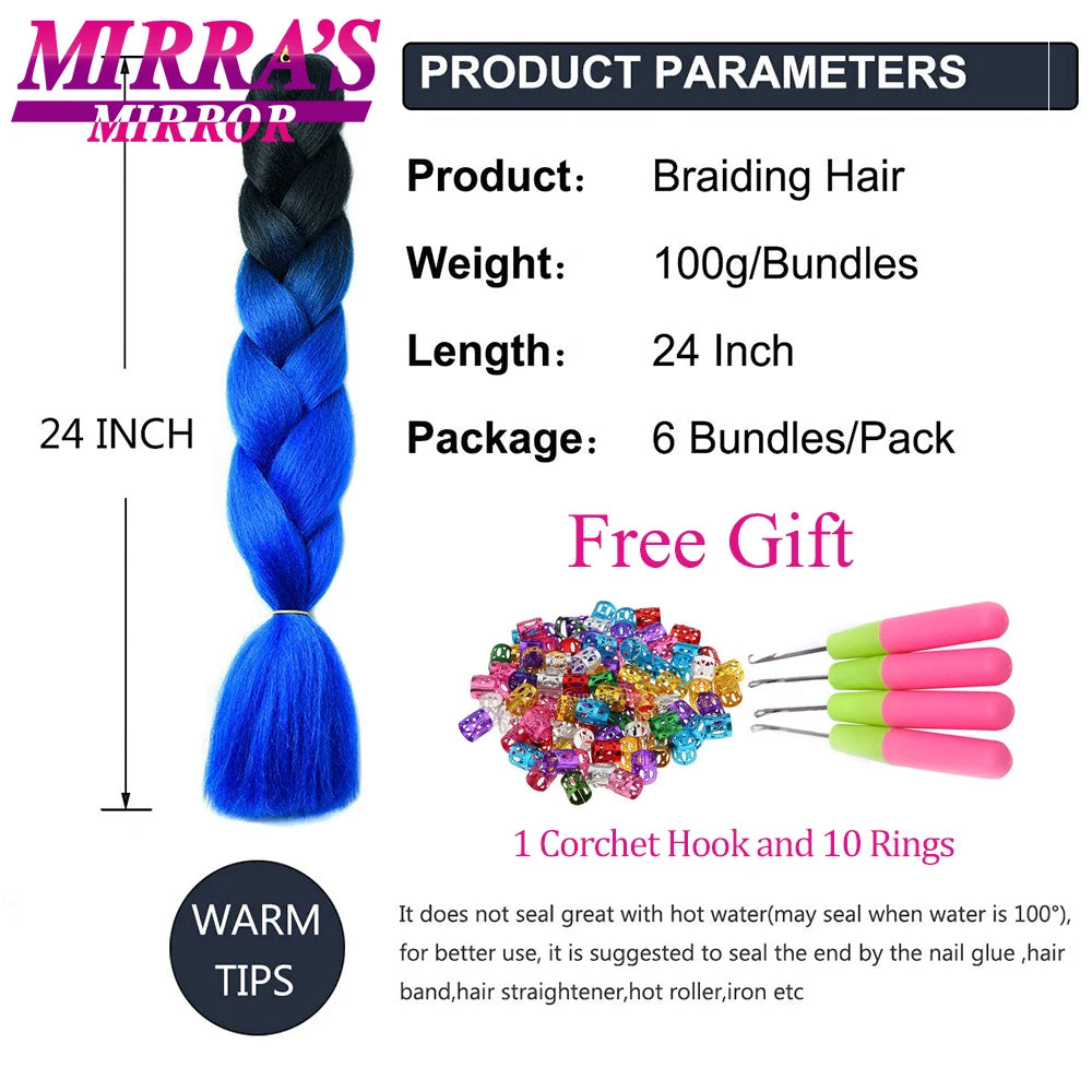 6 Bundles Jumbo Synthetic Braiding Hair - Various Colors Available