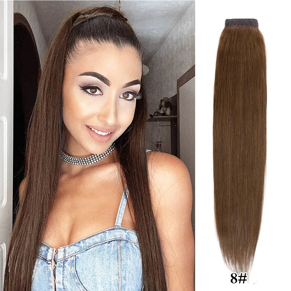 Straight Human Hair Wrap Around Ponytails