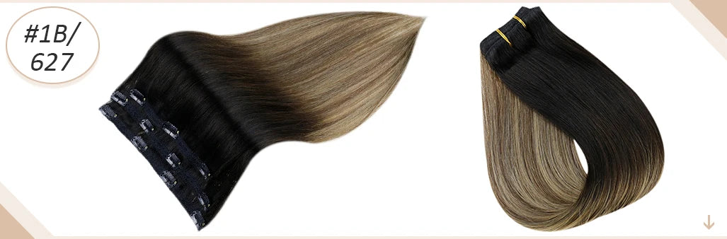 Full Shine Straight Human Hair 3pc Clip in Hair Extensions  - Various Colors Available