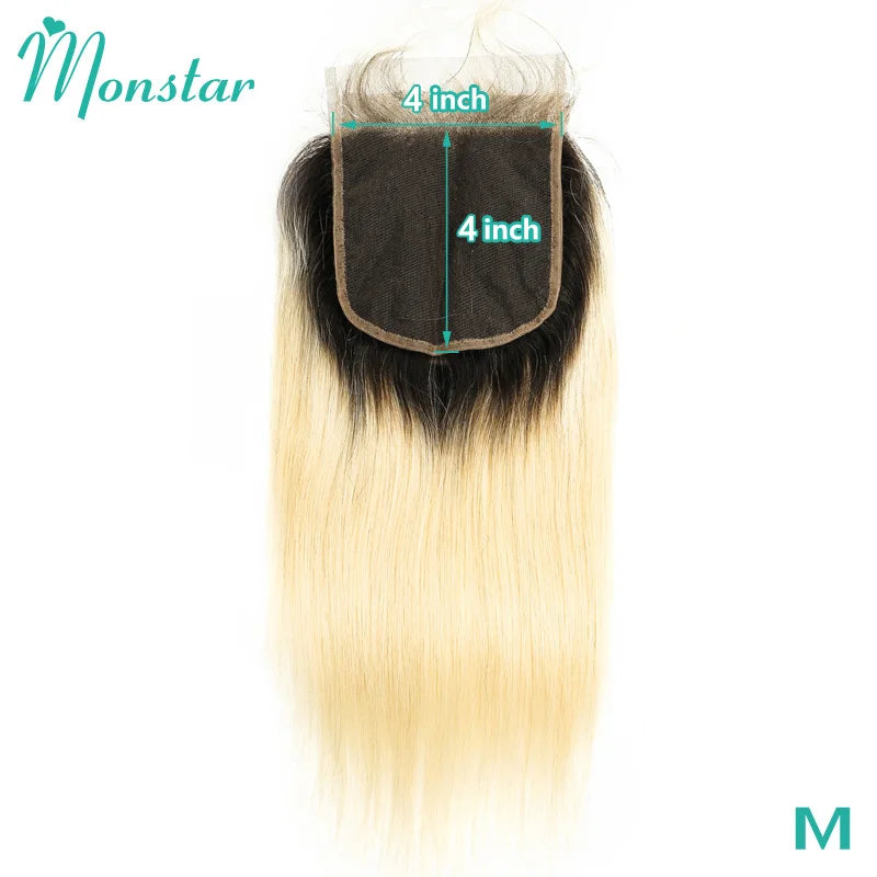 Straight Human Hair Lace Closure with Baby Hair - Various Options Available