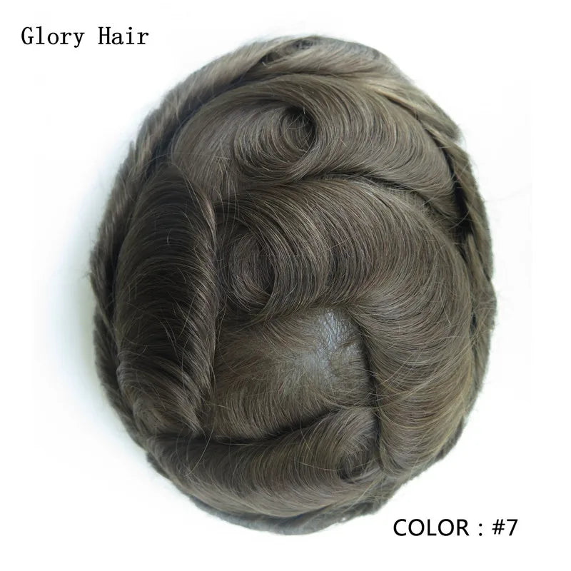 Indian Human Hair Thin Skin Hair Prosthesis 0.12 - 0.14 mm Toupee/Replacement Unit - Various Options Available