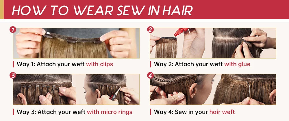 Straight Human Hair Bundles Weave Balayage Hair Pieces