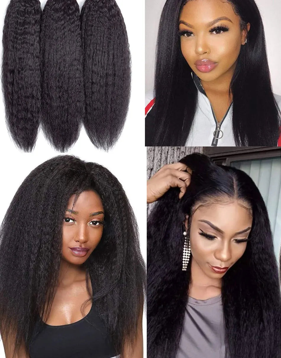 Brazilian Virgin Yaki Kinky Straight Ombre Human Hair Weave Bundles