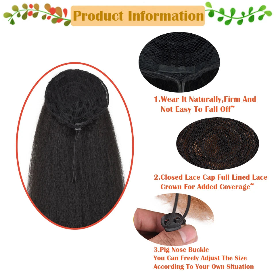 Kinky Straight Synthetic Drawstring Ponytails in Various Colors