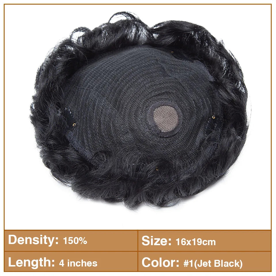 Men Toupee 16x19cm, 4Inch Human Hair Capillary Prothesis Clip In Replacement Systems - Various Options Available