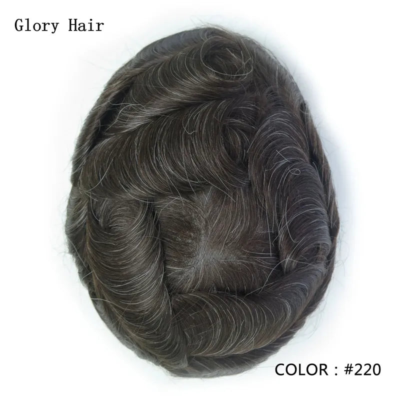 Indian Human Hair Thin Skin Hair Prosthesis 0.12 - 0.14 mm Toupee/Replacement Unit - Various Options Available