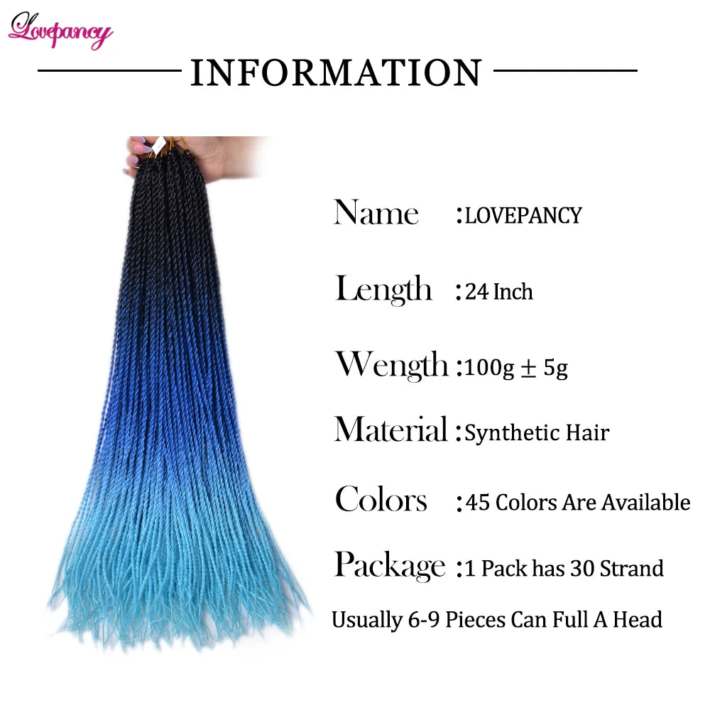 24 Inch Senegalese Twist Synthetic Crochet Braids - Various Colors Available