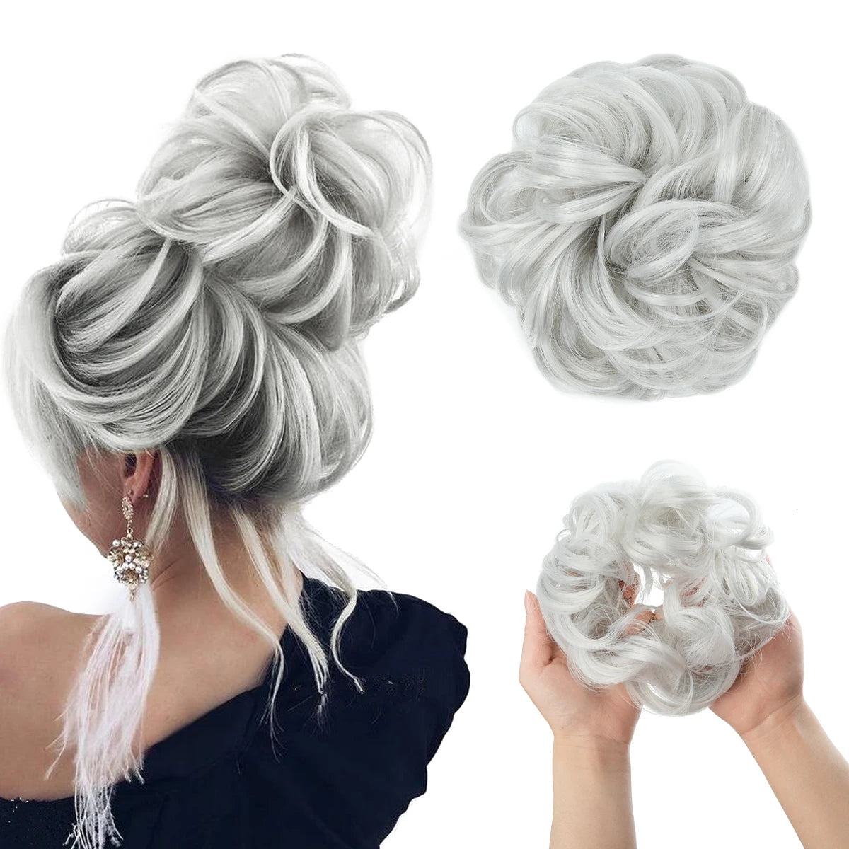 Synthetic Messy Curly Bun - Elastic Scrunchy Doughnut Updo Hair Pieces