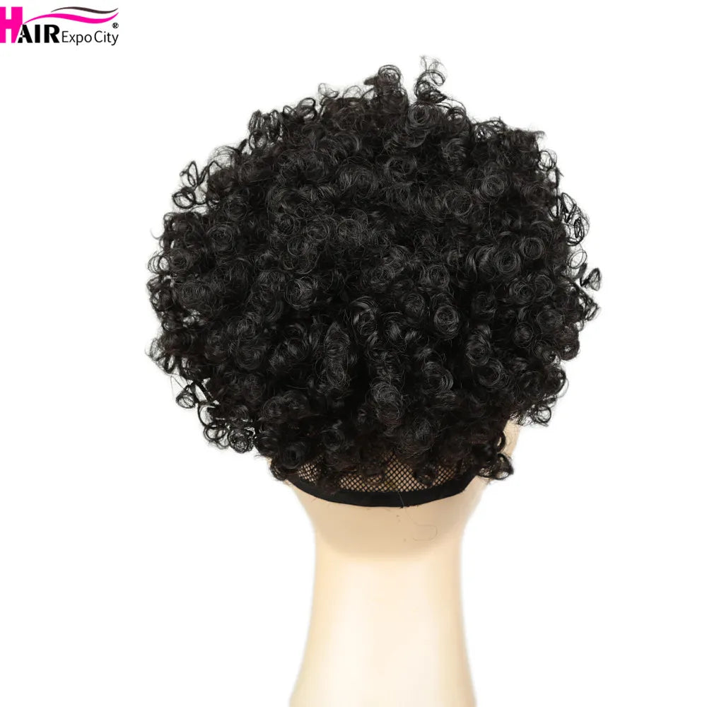 Short Kinky Curly Synthetic Ponytails With Bangs - Various Options Available