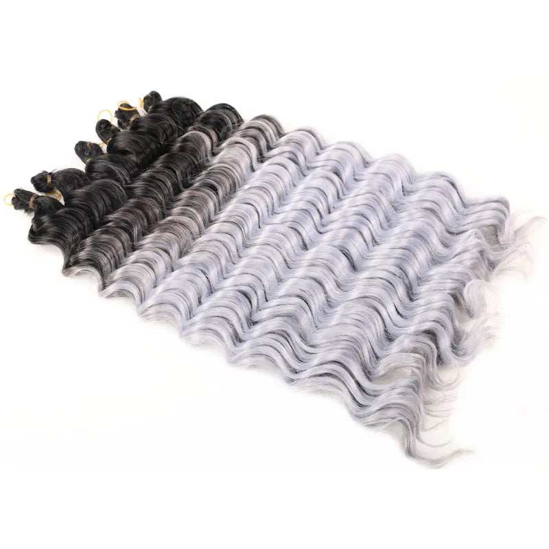 Ombre Deep Water Wave Bulk Crochet Synthetic Hair - Various Colors Available