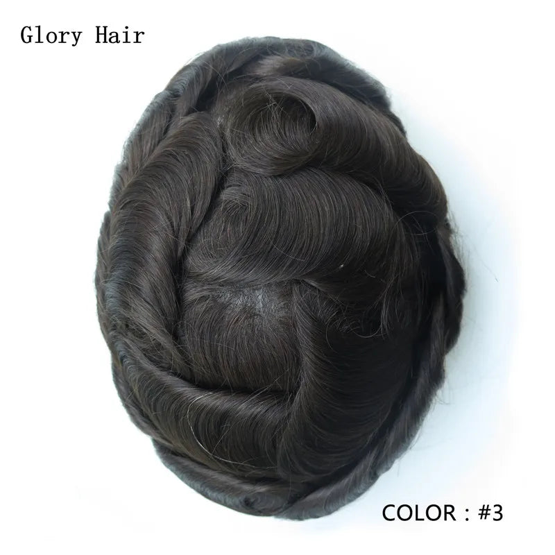 Indian Human Hair Thin Skin Hair Prosthesis 0.12 - 0.14 mm Toupee/Replacement Unit - Various Options Available