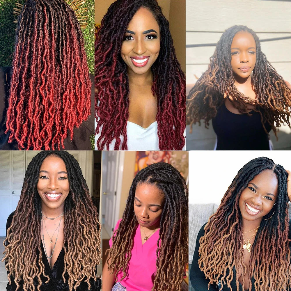 Curly Faux Locs Synthetic Crochet Pre-Stretched Hair - Various Colors Available