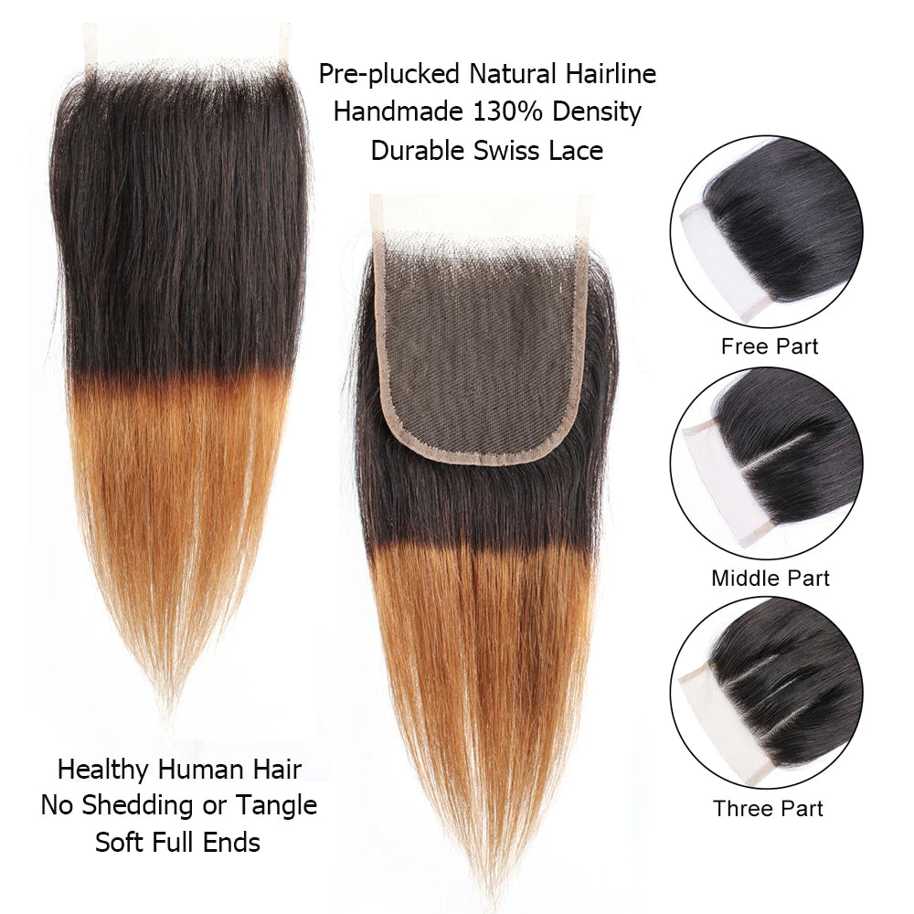Straight Remy  Human Hair Transparent Lace & Closure - Various Options Available
