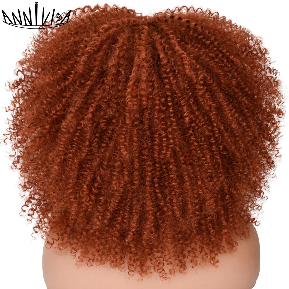 Synthetic Kinky Curly Wigs With Bangs - Various Colors Available