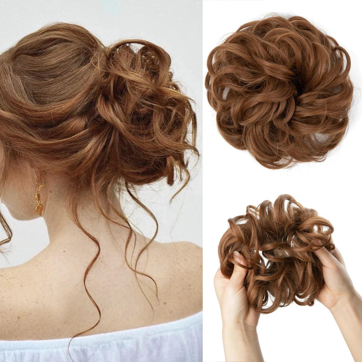 Synthetic Messy Curly Bun - Elastic Scrunchy Doughnut Updo Hair Pieces