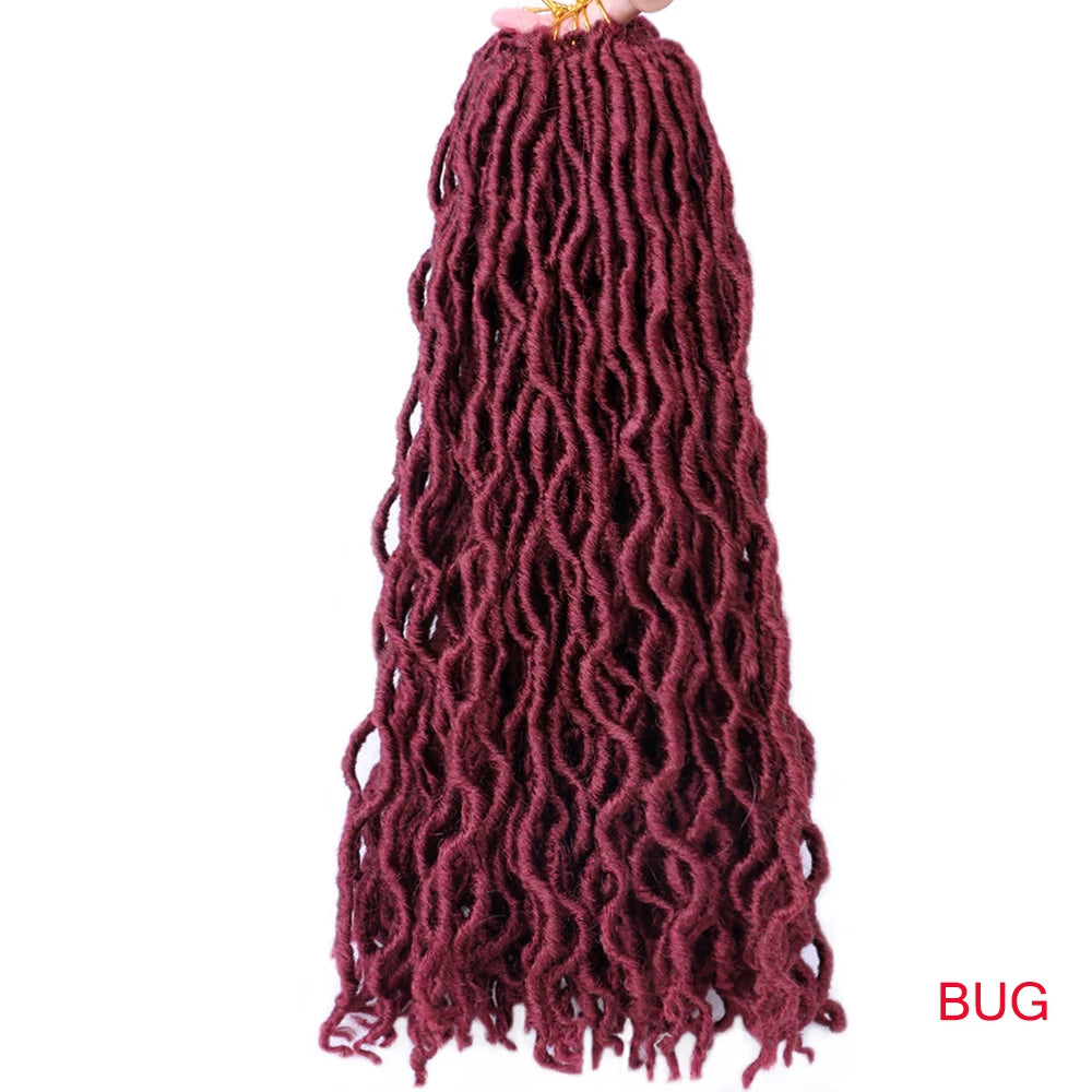 Curly Faux Locs Synthetic Crochet Pre-Stretched Hair - Various Colors Available