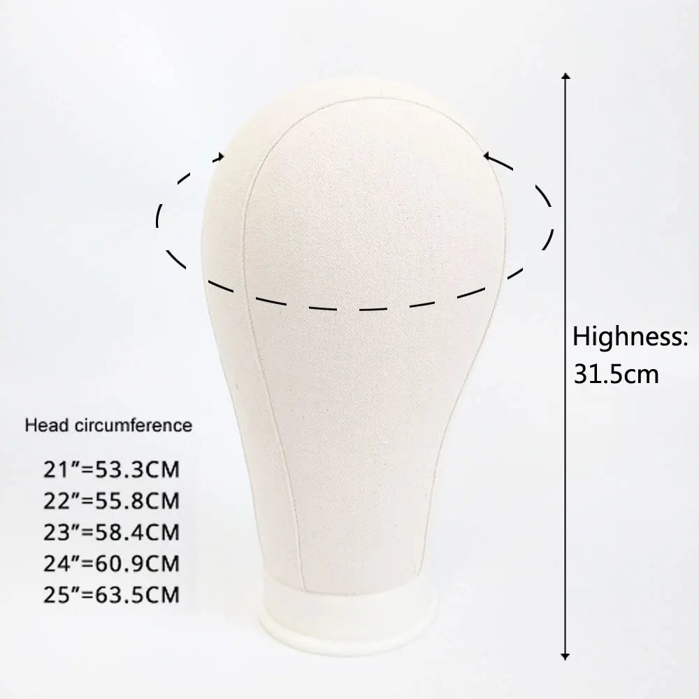 Canvas Mannequin Head With Wig Stand 21-24inch & Pin Set - Option to Buy Mannequin Head Only