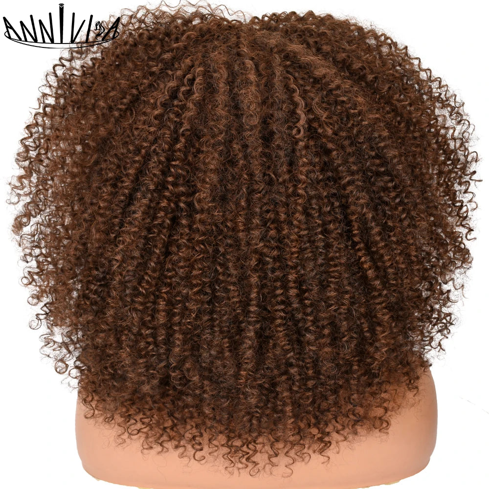 Synthetic Kinky Curly Wigs With Bangs - Various Colors Available