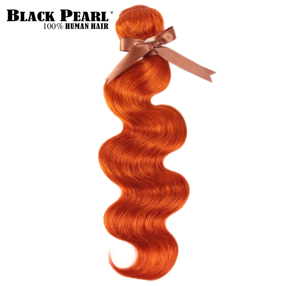 Black Pearl Ginger Orange Bundles With Closure - Brazilian Body Wave Human Hair
