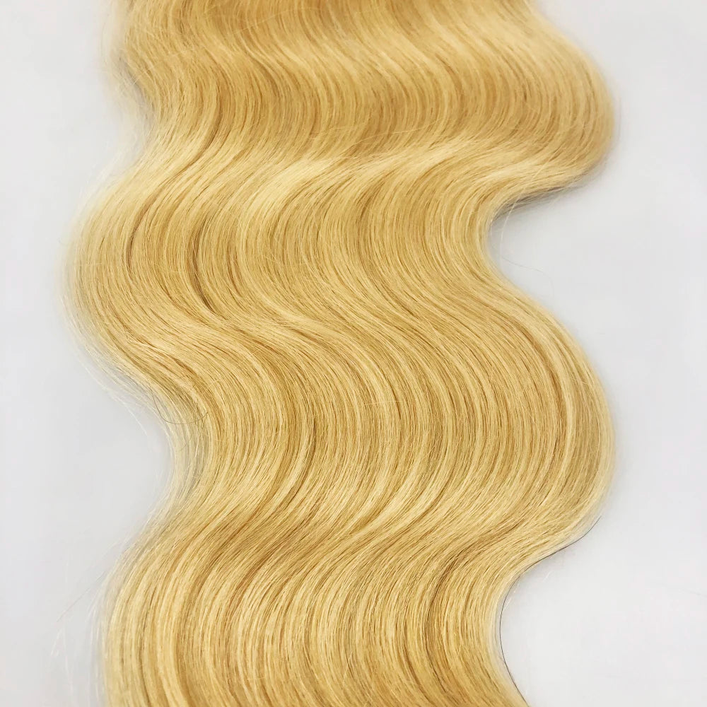 Blonde Body Wave Silk Silicone Silk Lace Closure Remy Human Hair