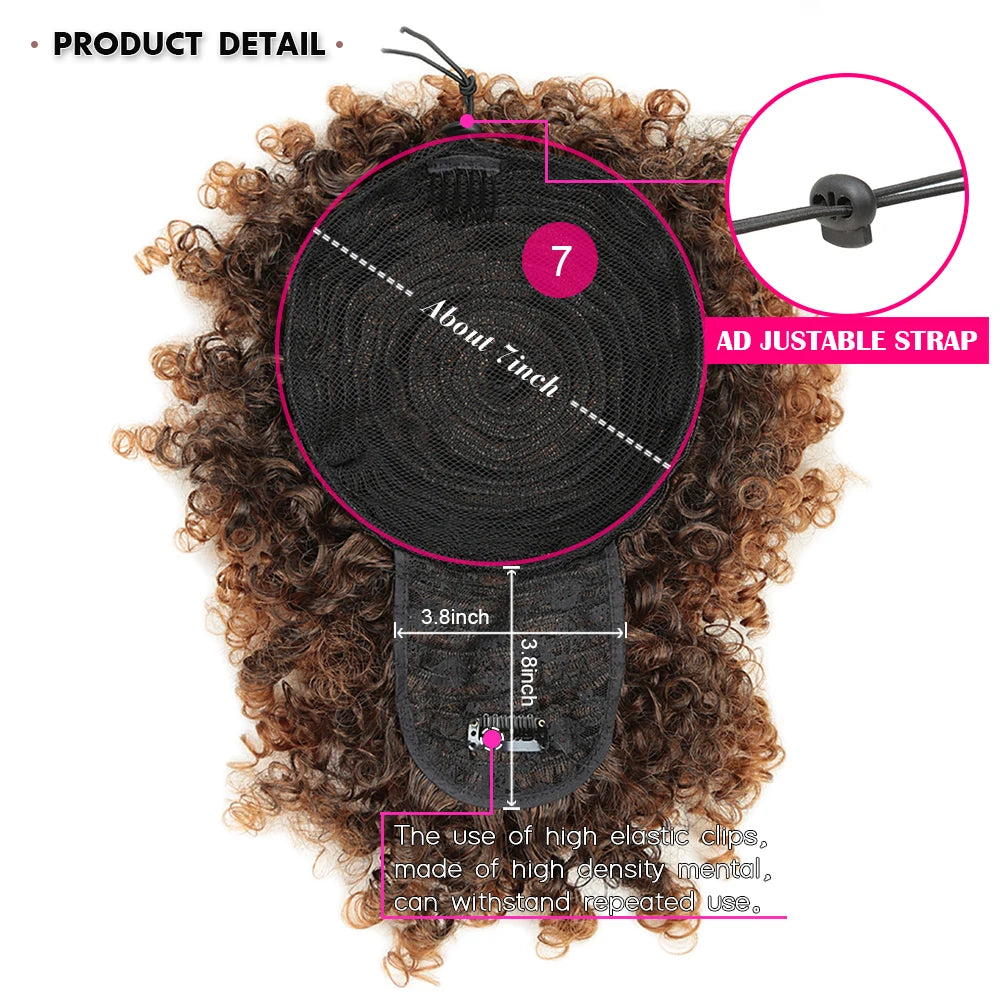 Short Kinky Curly Synthetic Ponytails With Bangs - Various Options Available