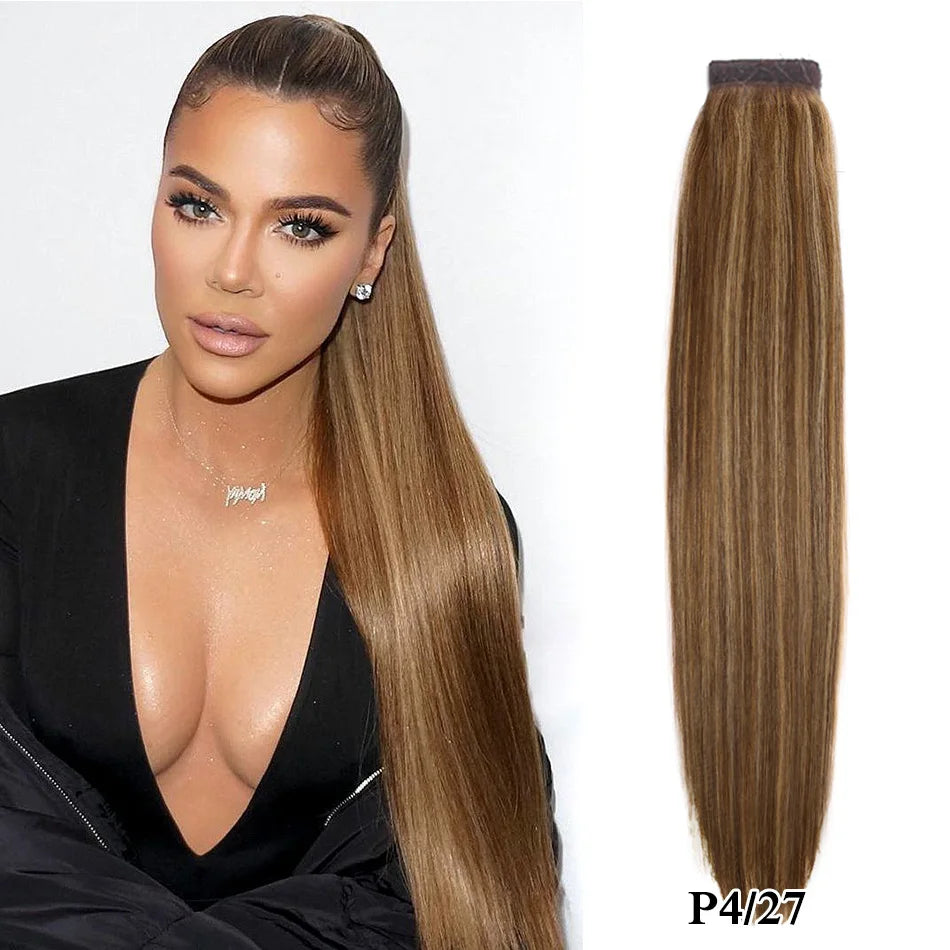 Straight Human Hair Wrap Around Ponytails
