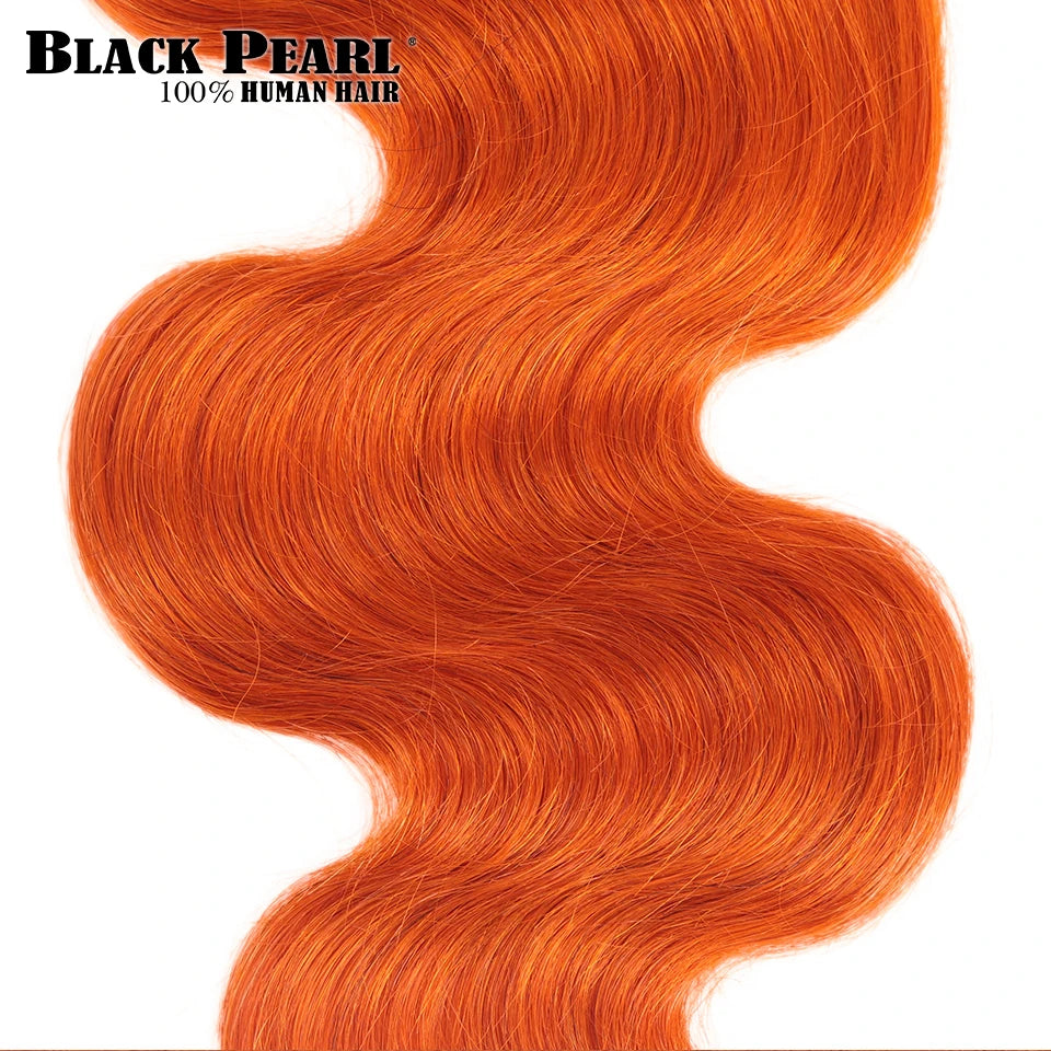 Black Pearl Ginger Orange Bundles With Closure - Brazilian Body Wave Human Hair
