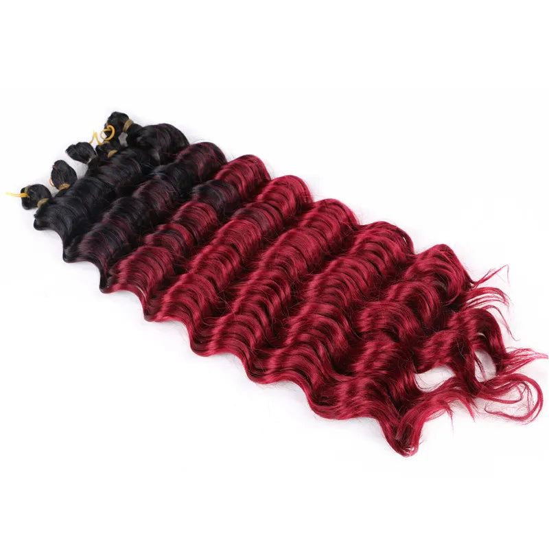 Ombre Deep Water Wave Bulk Crochet Synthetic Hair - Various Colors Available
